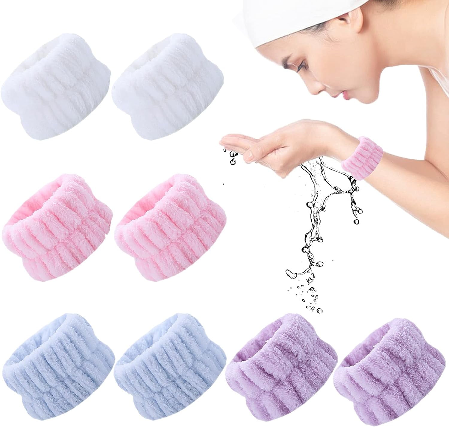 8PCS Wristbands for Washing Face, Microfiber Wrist Wash Bands, Towel