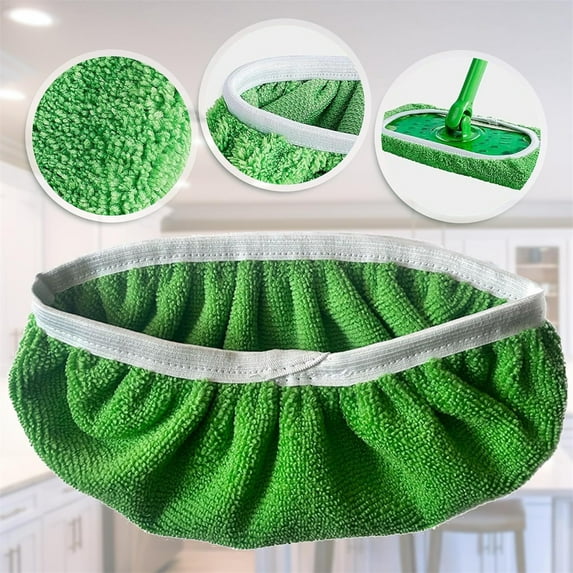 8PCs Flat Mop Replacement Cloth Cover,Reusable Microfiber Mop Pads for Mop, Wet Dry Dual Use Water Absorption Rotary Mop, Washable Wet Pads for Mopping Floors,Green