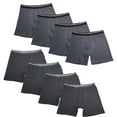 thumbnail image 1 of 8PK Mens Boxer Briefs Black Cotton Breathable Underwear Soft Comfort Flex Fit, 1 of 3
