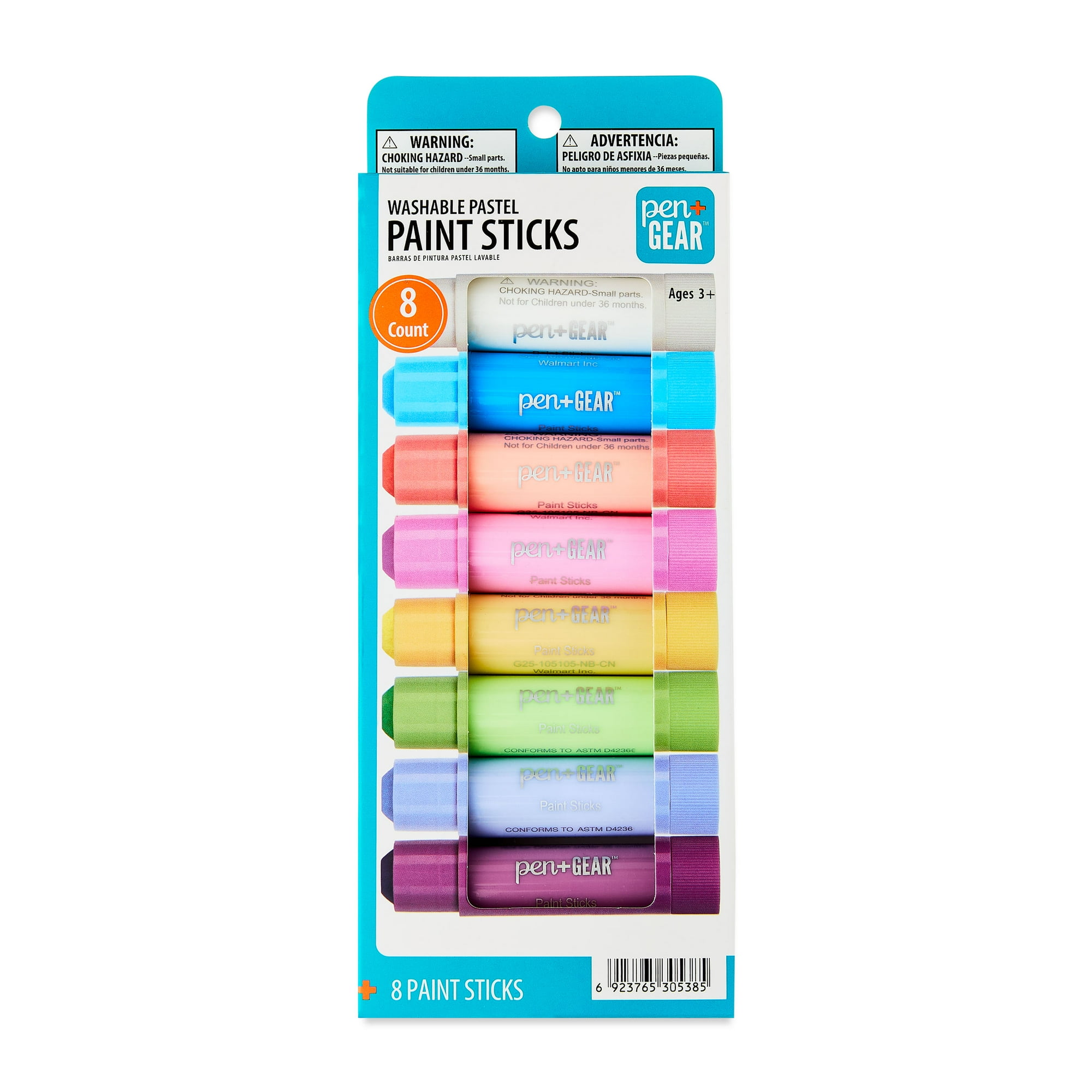 Pen+Gear 8 Paint Sticks For Kids, 8 Colors, Washable, Non-Toxic