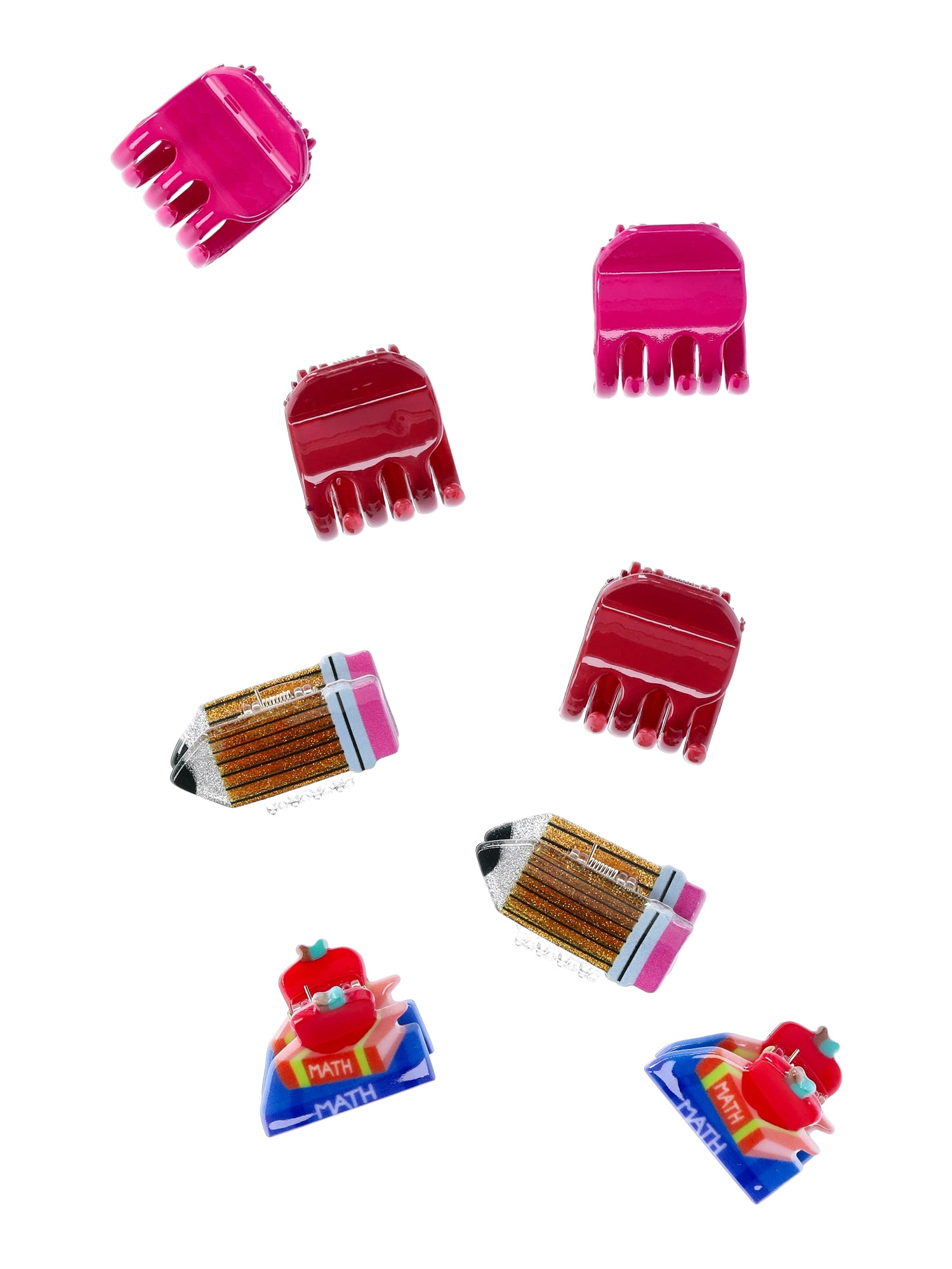 Wonder Nation Girls' Mini Hair Claw Clips, 8-Piece, Multi