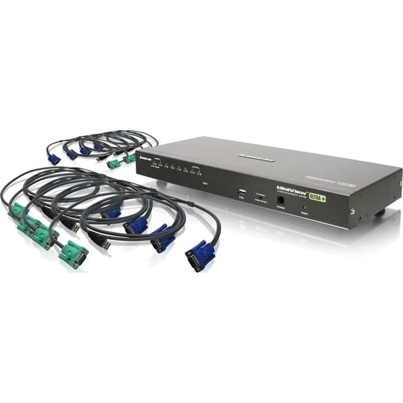 IOGEAR 8-Port USB PS/2 Combo VGA KVM Switch with USB KVM Cables - 8 Computer(s) - 1 Local User(s) - 2048 x 1536 - 1 x USB - 1U - Rack-mountable - TAA Compliant