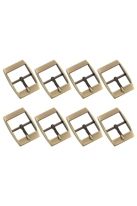 8Pack 1" Single Prong Belt Buckle Square Center Bar Buckles, Bronze