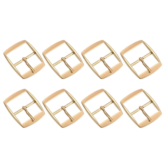 8Pack 1.26" Single Prong Belt Buckle Square Center Bar Buckles, Light Gold