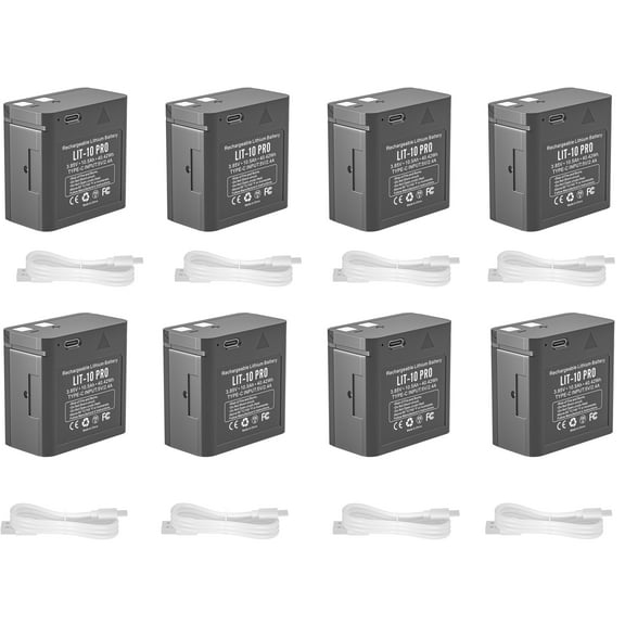 8 Pack 10500mAh Replacement LIT 10 Pro Rechargeable Battery for SPYPOINT Trail Camera LINK-MICRO-LTE, CELL-LINK, LM2, LINK-MICRO-S-LTE, FLEX M, for 3.85V Hunting Camera Battery with Type-C Cable