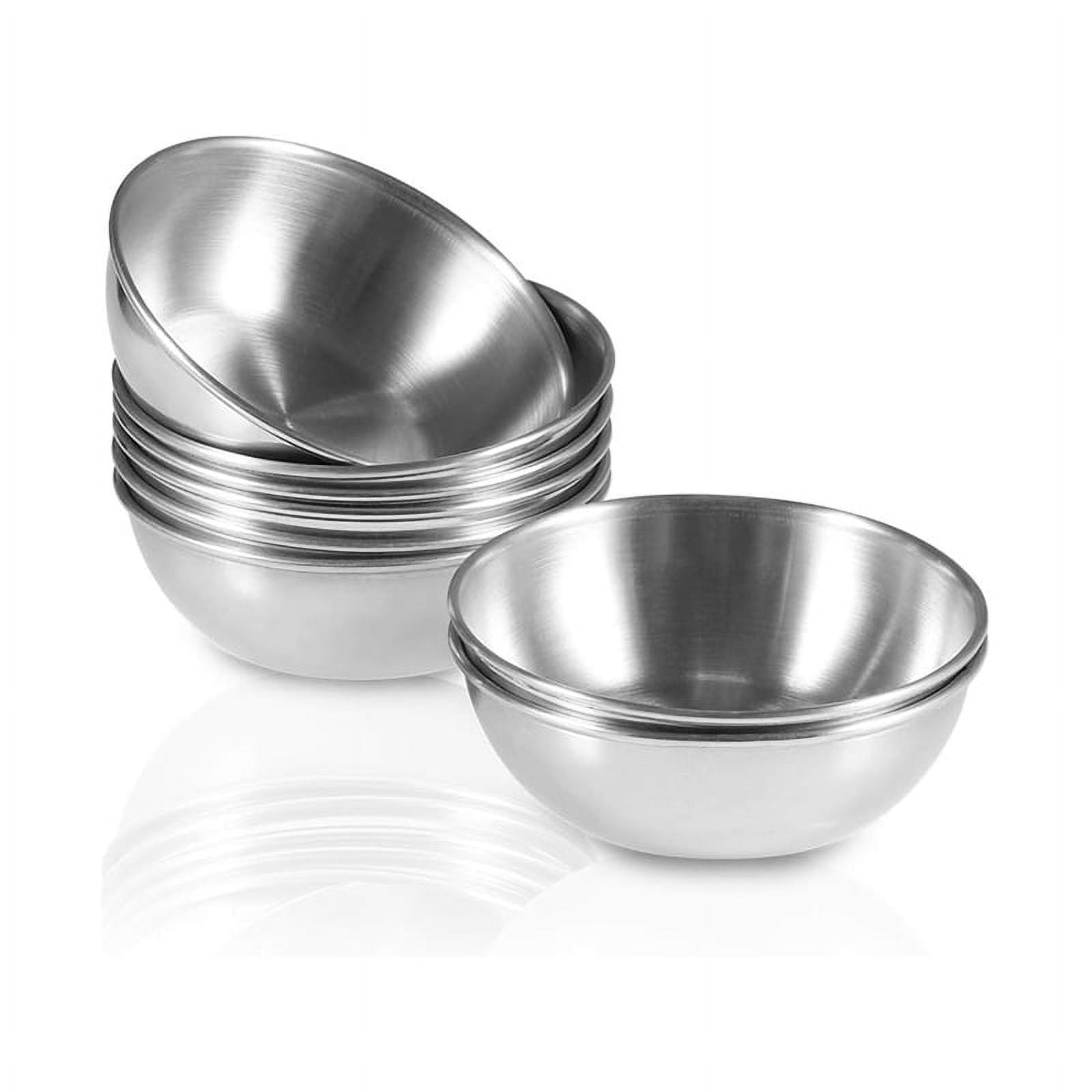 QWORK 8-Pack Stainless Steel Sauce Dishes - 3.2 Inch Mini Bowls For Sushi, Condiments, Appetizers (Silver)