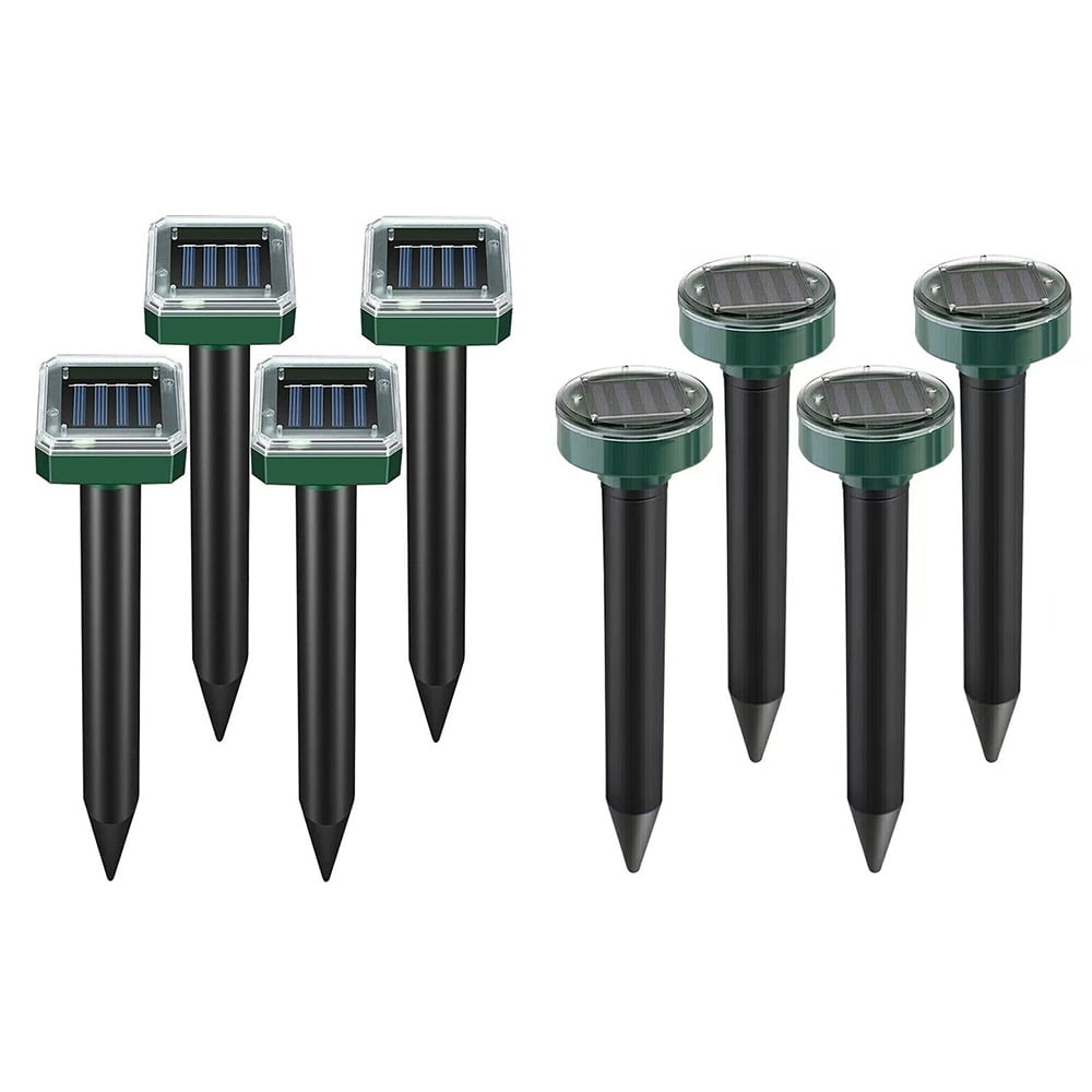 8Pack（4pc Sqare+4pc Round） Solar Mole Repellent Ul