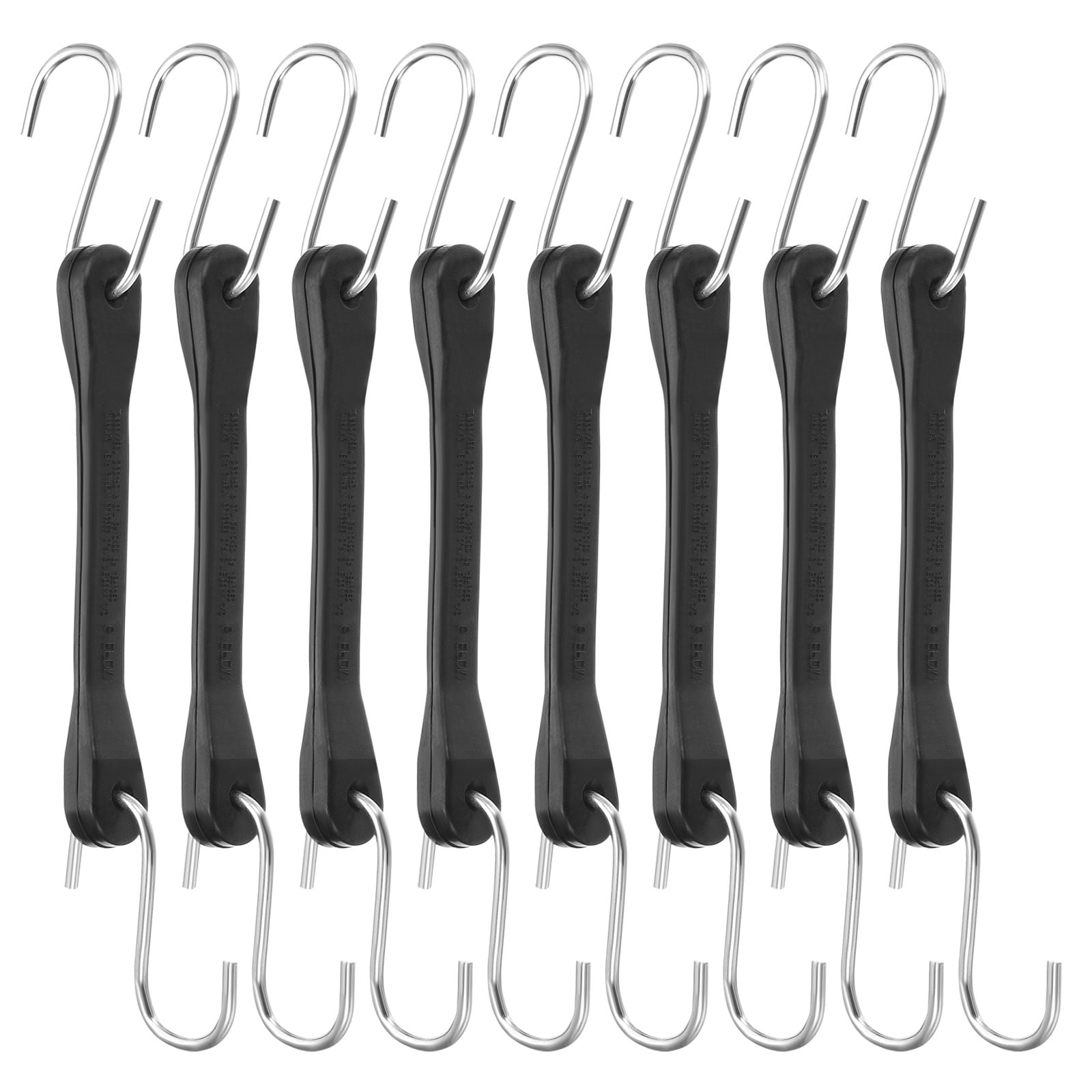 8Pack 6" Bungee Cords with Hooks for Securing Tarps Cargo Trucks Canvases, Black