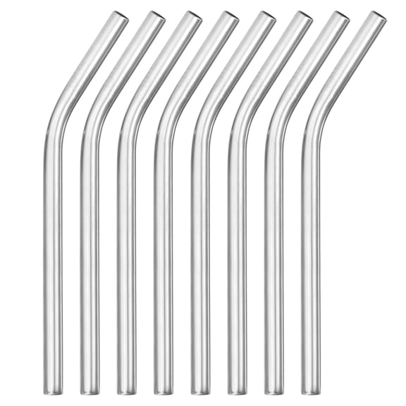 8Pack 8.46" Long Stainless Steel Straws-Bent Frozen Drink Straws for Travel Mugs, Cocktails (Silver)