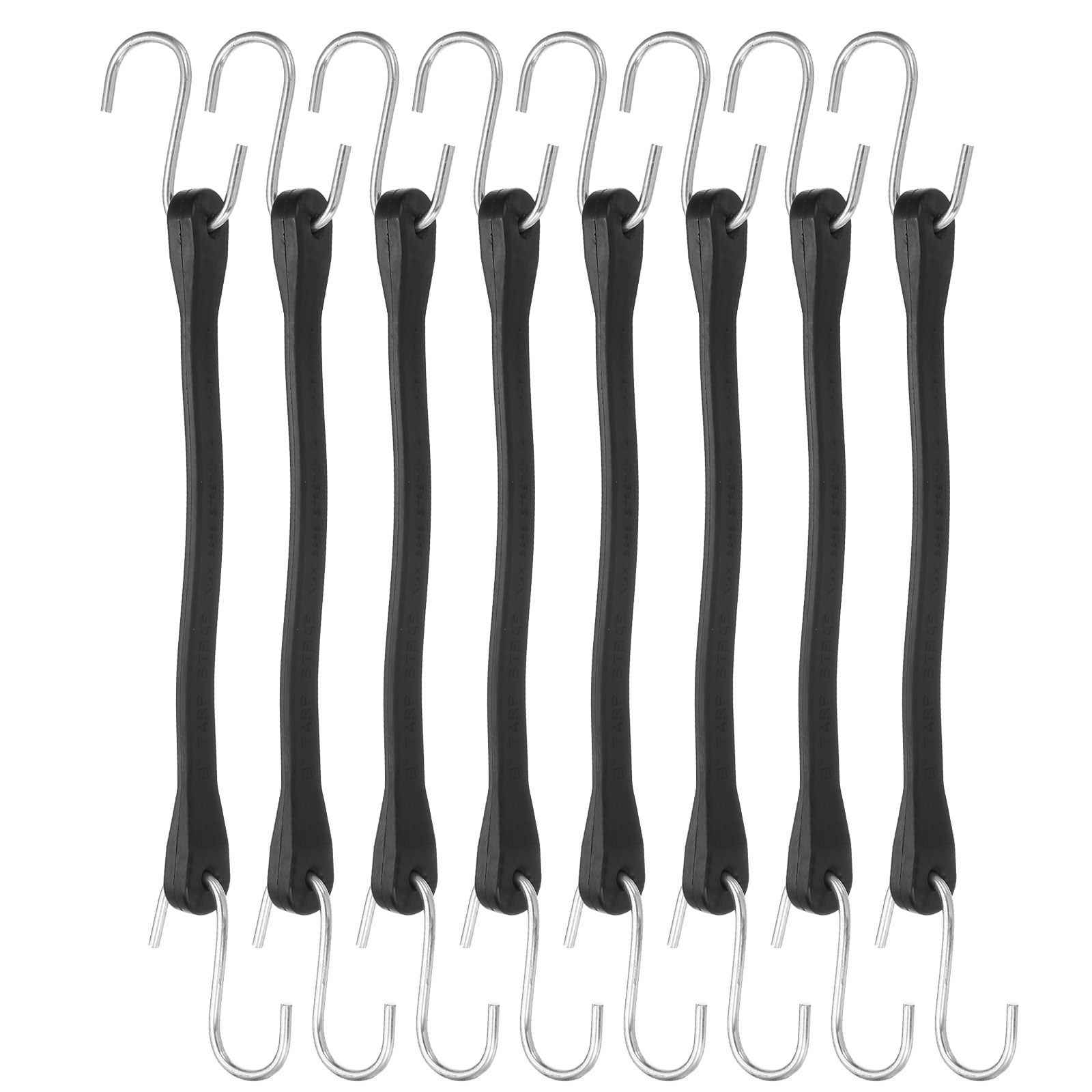 8Pack 9" Bungee Cords with Hooks for Securing Tarps Cargo Trucks Canvases, Black