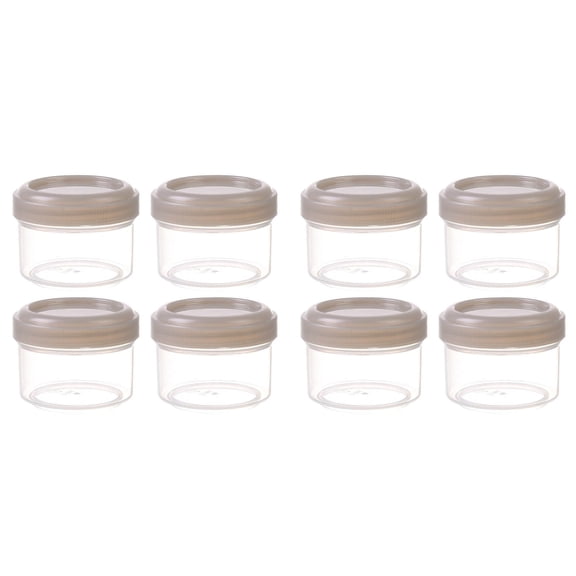 8Pack Airtight Leak Proof Container, Mini Plastic Jars Leakproof Lids Round Refillable, Reusable, for Kitchen Food Storage Meal Prep, Gray, 35 ML