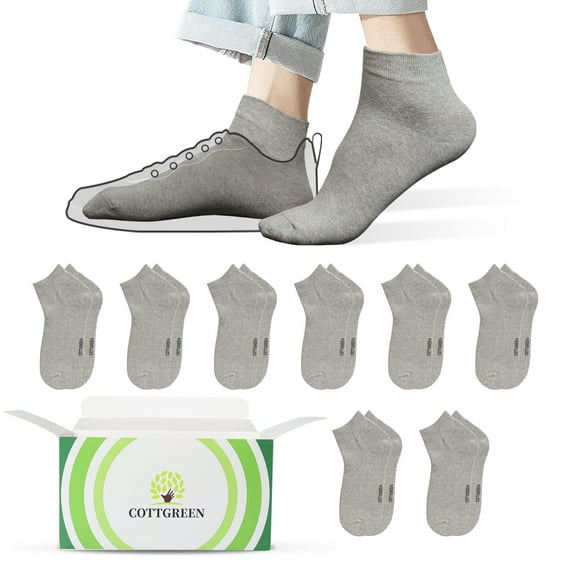 8Pack Ankle Socks Men Grey