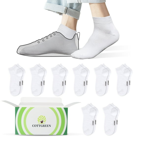 8Pack Ankle Socks Men White