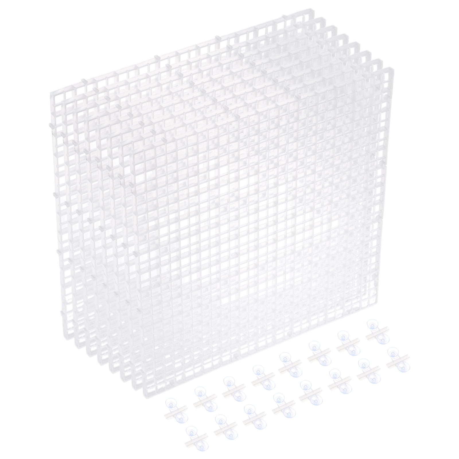8Pack Aquarium Fish Tank Divider, 12x12 Inch Egg Crate with Suction Cups, Clear