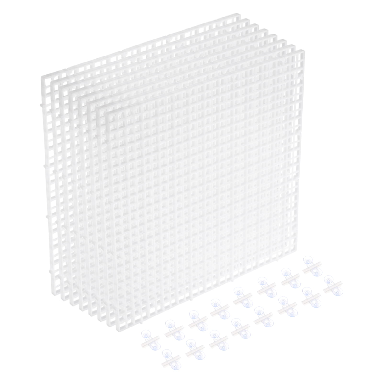 8Pack Aquarium Fish Tank Divider, 12x12 Inch Egg Crate with Suction Cups, White