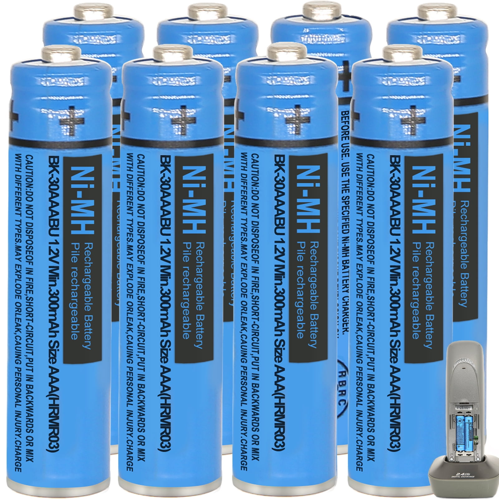 8Pack BK-30AAABU Ni-MH AAA Rechargeable Batteries 300mah AAA Ni-MH Rechargeable Batteries 1.2V for Panasonic Cordless Phones, Remote Controls, Electronics
