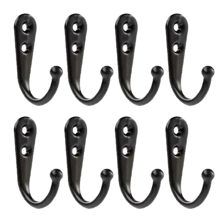8Pack Black Coat Hooks, Heavy Duty Single Wall Hooks with Metal Screws  Included, Wall Mounted Hook for Hanging Clothes, Hats, Bags, Scarfs, Keys 