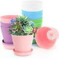 thumbnail image 1 of 8Pack Colorful Small Flowerpot,Seed Starting Pots,QZS Plastic Flower Plant Pots with Drainage and Saucer,Cute Succulent Container,for Indoor Outdoor Home Decor Random Color 5.5", 1 of 7