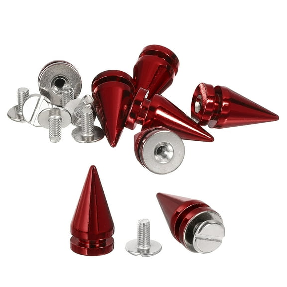 8Pack Cone Spike Stud Rivet, 10x20mm Screw Back Tree Studs and Spikes for Leather Craft(Bright Red)