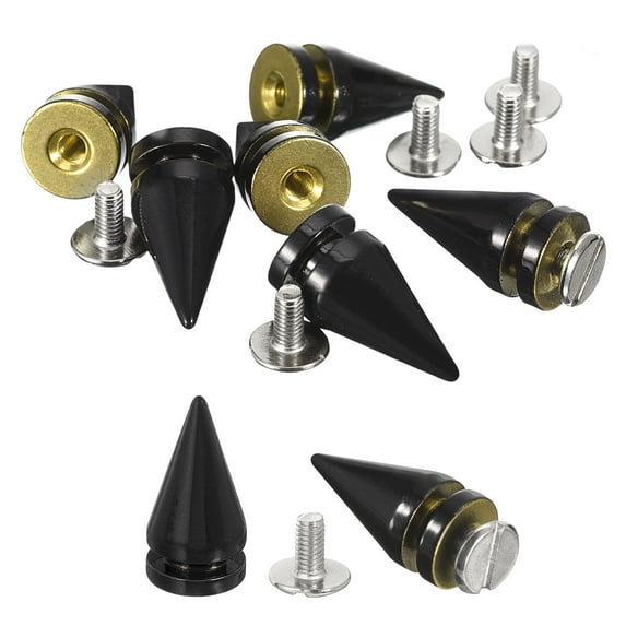 8Pack Cone Spike Stud Rivet, 10x20mm Screw Back Tree Studs and Spikes for Leather Craft(Gloss Black)