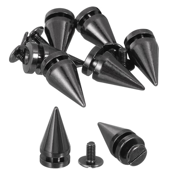 8Pack Cone Spike Stud Rivet, 10x20mm Screw Back Tree Studs and Spikes for Leather Craft(Metallic Black)