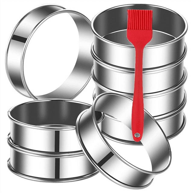 8Pack English Muffin Rings 4 Inch Crumpet Rings Stainless Steel Double