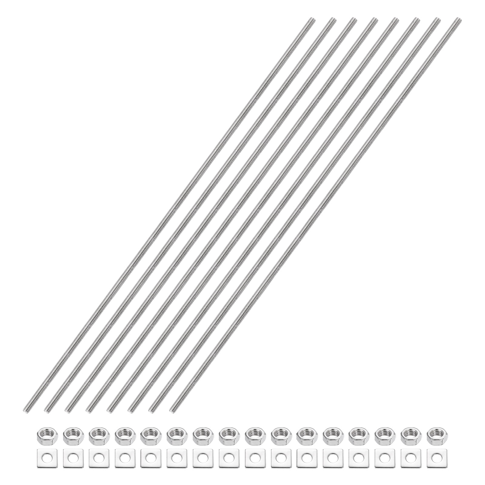 8Pack Fully Threaded Rod, M5 x 350mm 201 Stainless Steel with Nuts Washers