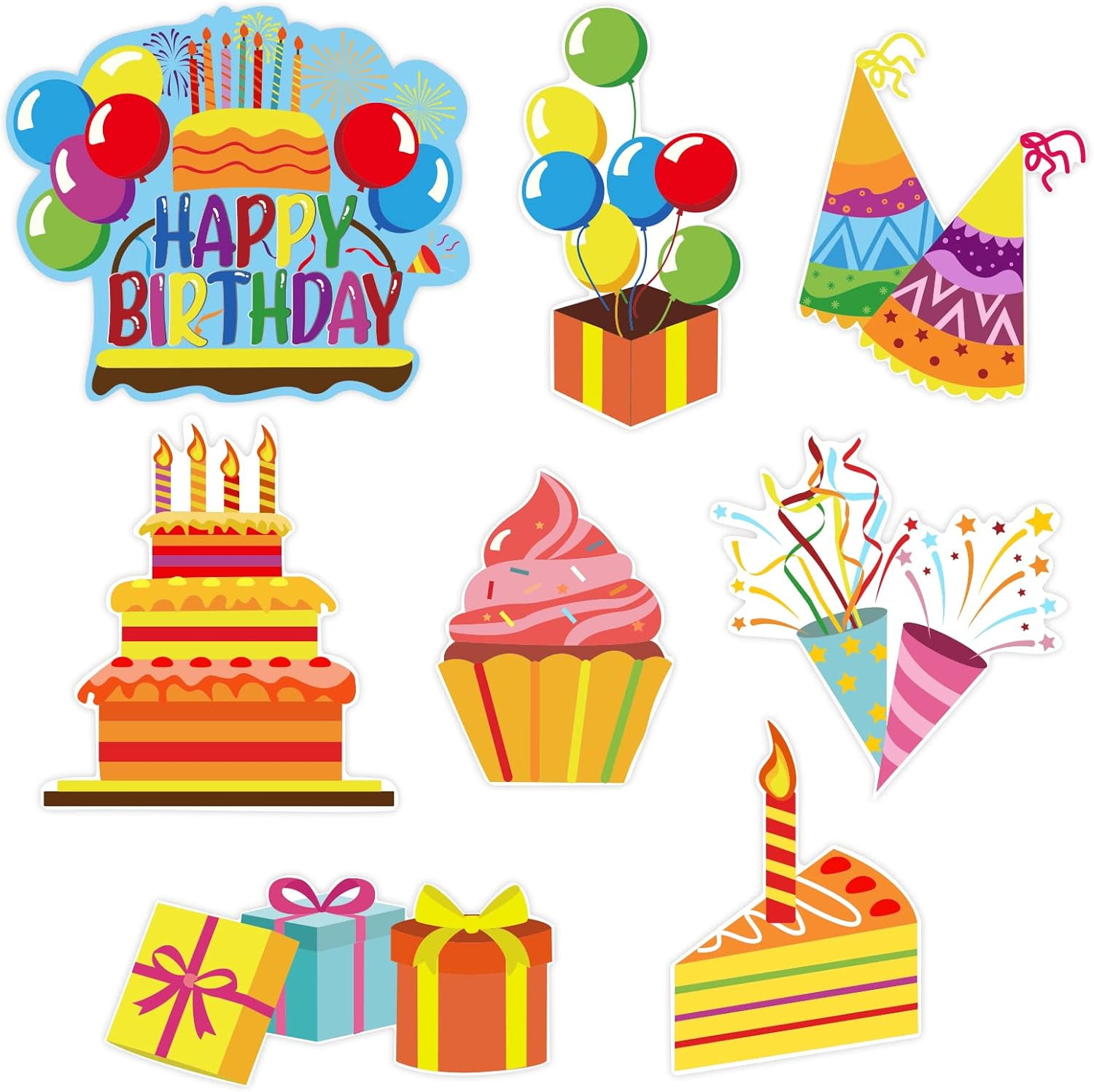 8Pack Happy Birthday Yard Signs Birthday Themed Party Supplies Birthday Decorations Outdoor Yard Signs Birthday Party Props Signs Birthday Home Lawn Yard Decorations