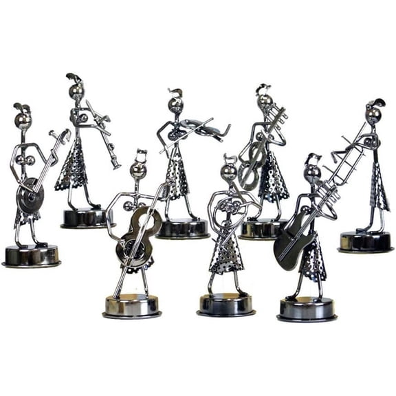 8Pack Iron Art Musician Figurines, Creative Metal Band Desk Decor Gift