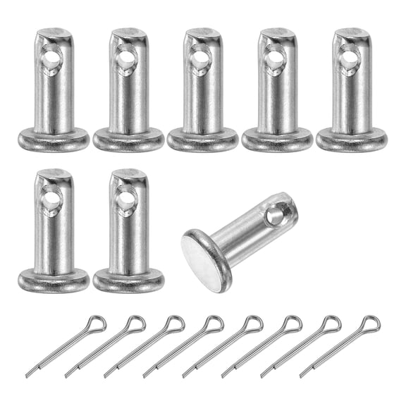8Pack M3x10mm Clevis Pins, 304 Stainless Steel Single Hole Flat Head Clevis Pin Hairpin Location Pin with Cotter Pins for Trailer Latch Mechanics Repair Furniture Installation