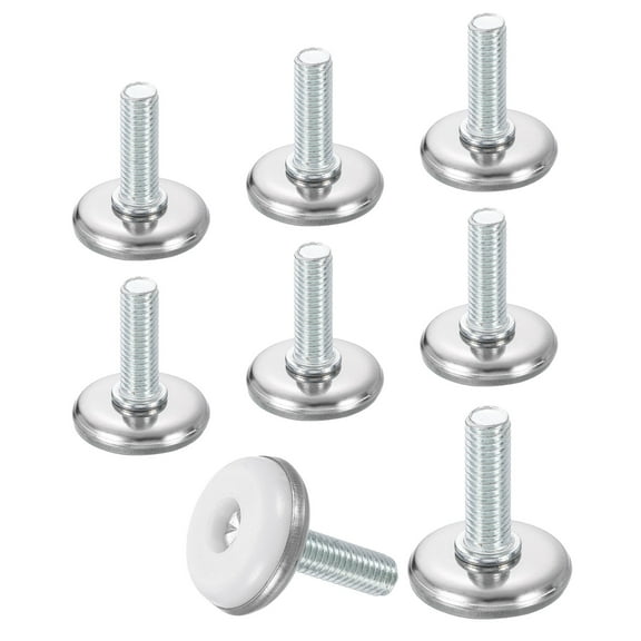 8Pack M8 Thread Furniture Feet Levelers, 28x24 Adjustable Leveling Table Feet, Screw on Furniture Glide Leveling for Chair Stool Legs, White