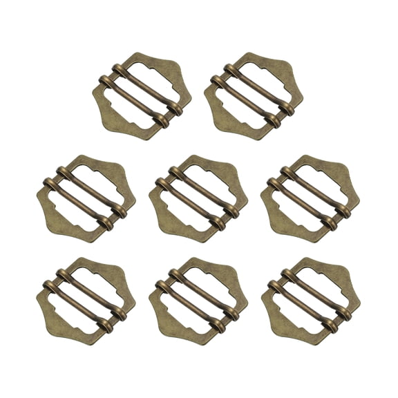 8Pack Metal Adjuster Slide Buckles, 20mm Webbing Strap Roller Pin Clip (Bronze)