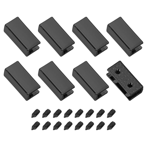 8Pack Metal Belt Buckle End Tip, 0.75" Wide Rectangle Zipper Tip, Metallic Black