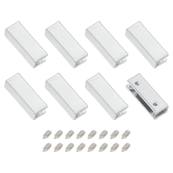 8Pack Metal Belt Buckle End Tip, 0.98" Wide Rectangle Zipper Tip, Silver