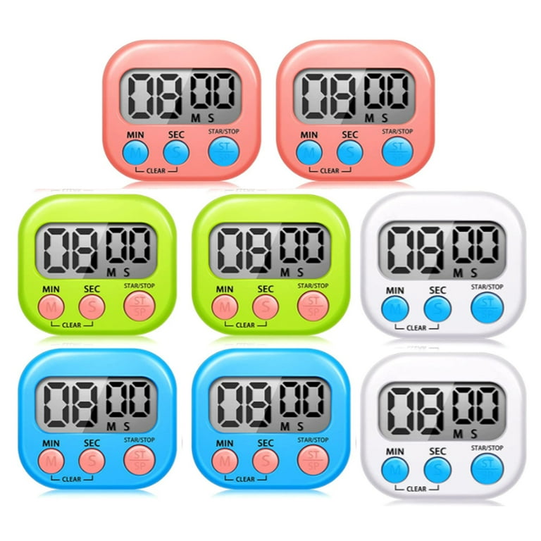 8Pack Multi-Function Electronic Timer - Magnetic Digital Timers Big LCD  Display The Loud / Silent Switch Countdown Timer Extensively Use in Break