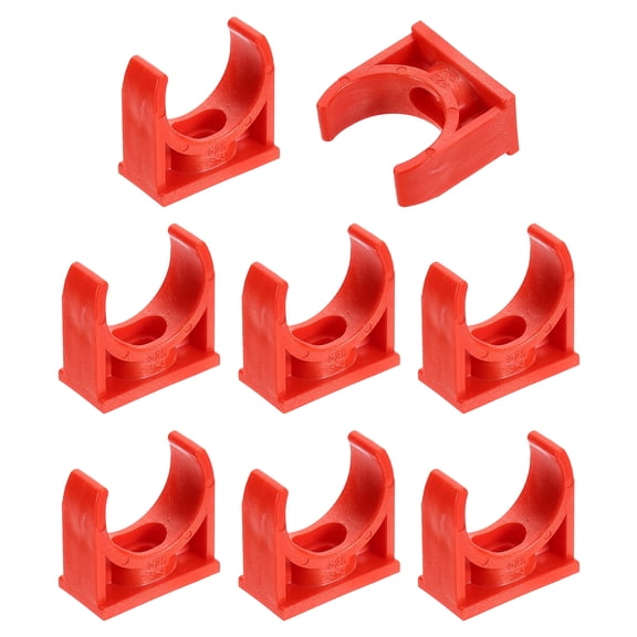 8Pack Water Pipe Clamps Clips, U-Shaped Holder Buckles for 25mm OD, Red