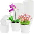 thumbnail image 1 of 8Pack Plastic Planters with Drainage Hole and Tray,Modern Flower Pot,White Seedling Pots,Indoor Succulent Plants Container,Thickened Nursery Pots,for House Outdoor Plants 4.8inch, 1 of 6