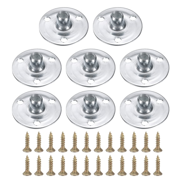 8Pack Round Base T-Nuts, M6 3 Holes Iron Plate Nut, 11.2mm Height, Silver