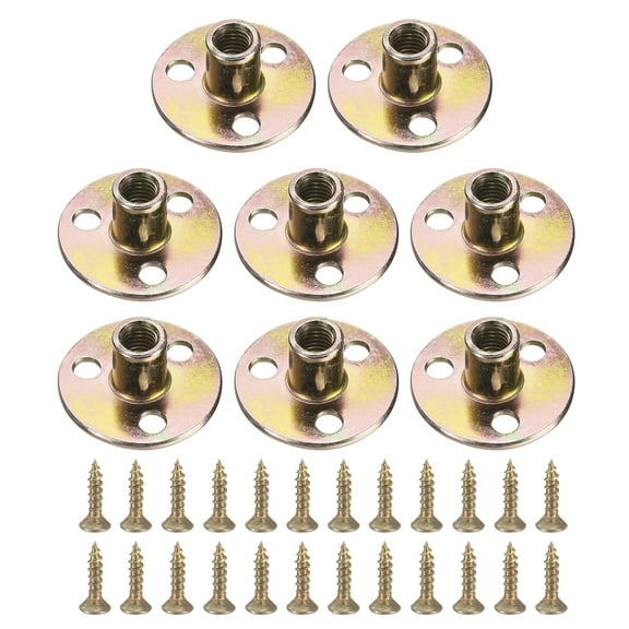 8Pack Round Base T-Nuts, M8 3 Holes Iron Plate Nut, 17.2mm Height, Multicolor