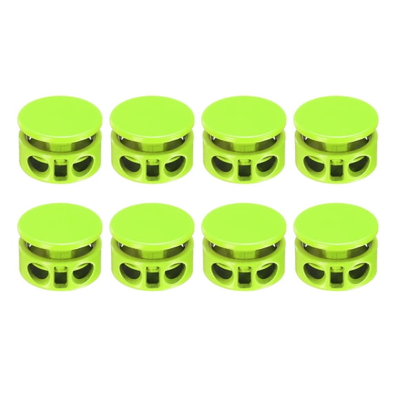8Pack Round Cord Locks, 4mm Metal Double Hole Spring Toggle Stopper, Neon Green