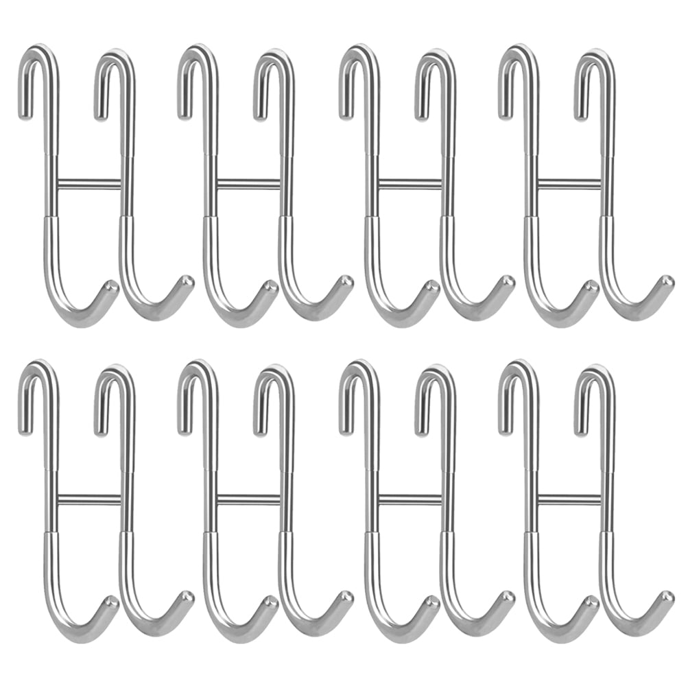 2 Pieces Over Cabinet Hook, Stainless Steel Over Door Hooks Double S Shaped Hooks Shower Door Hooks For Kitchen Bathroom Cabinet Closet Drawer