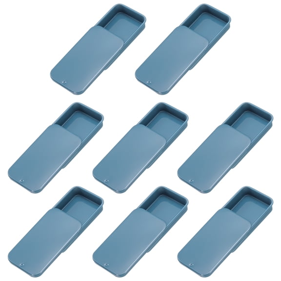 8Pack Slide Top Tin Containers, 2"x1"x0.4" Mini Metal Empty Tins Box with Sliding Lids, Dark Blue