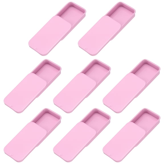 8Pack Slide Top Tin Containers, 2"x1"x0.4" Mini Metal Empty Tins Box with Sliding Lids, Light Pink