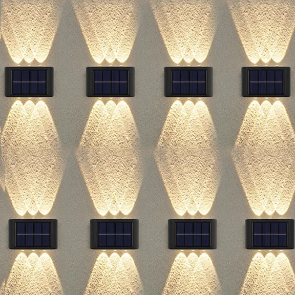 8Pack Solar Fence Lights, Solar Wall Lights Up Down, IP65 Waterproof for Outdoor, 300 Lumens Bright, Auto Dusk to Dawn for Backyard Pool Railing Patio Porch Step Wall, Warm White