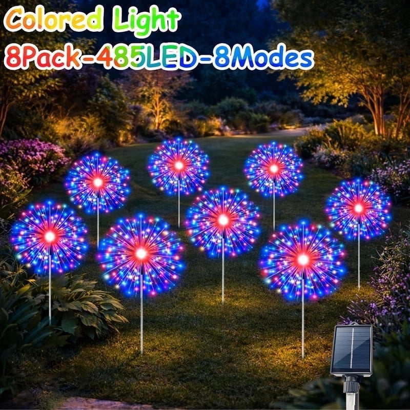 8Pack Solar Firework Lights, Solar Garden Lights, 8-Mode Courtyard ...