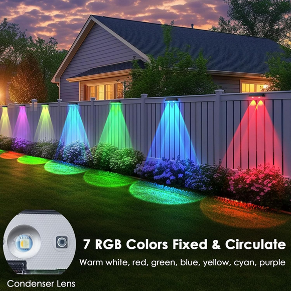8Pack Solar Powered Wall Wash Lights - 200LM Waterproof Outdoor Flood Lighting for Fence, Garage & Door Security