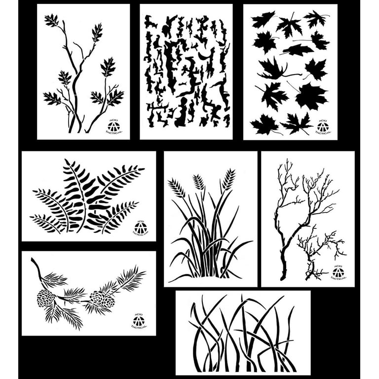 8Pack! Spray Paint Camouflage Stencils 10 Mil DIY Camo Templates 14 (8  Designs)