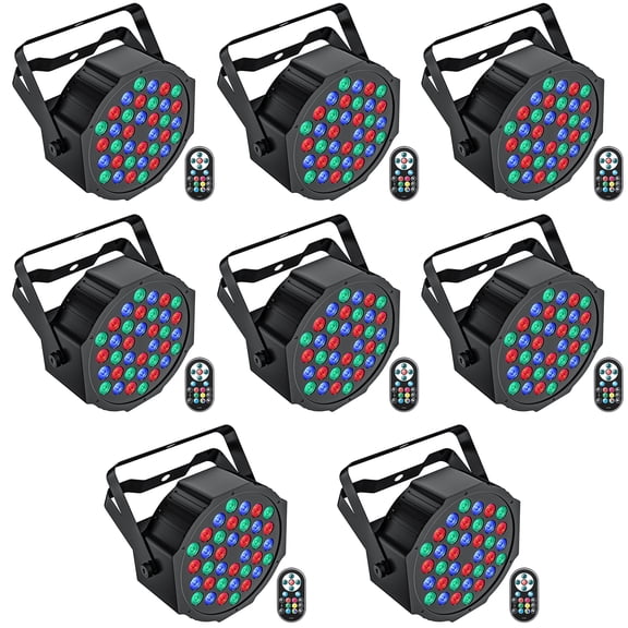 8Pack Stage Lights 36 LED Par Lights with Wireless Remote Sound Activated DMX Control for DJ Party Effect Lighting