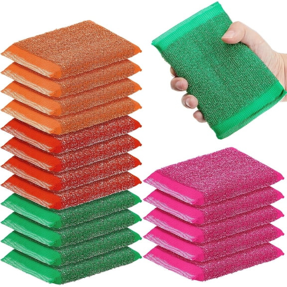 8Pack Steel Scrub Sponges for Dishes Non Scratch Scouring Multi Use Metal Scrubber Heavy Duty Dish Wash Kitchen Sponge for Pot Dish Washing Hard Surface Cleaning (Multicolored)