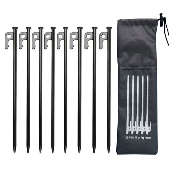 GRMUAIT Heavy duty Steel 12-Inch Tent Stakes 8 Pack